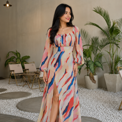 Marine Dusty Bustier Maxi Dress 